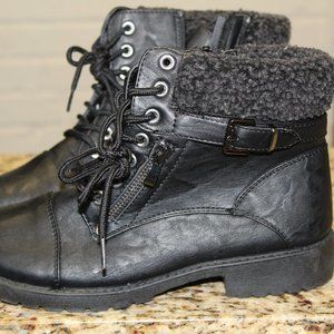 Wanted Faux Fur Trim Combat Boot
